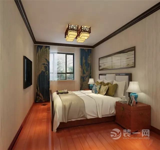 东大滨湖园中式风格三居室装修效果图