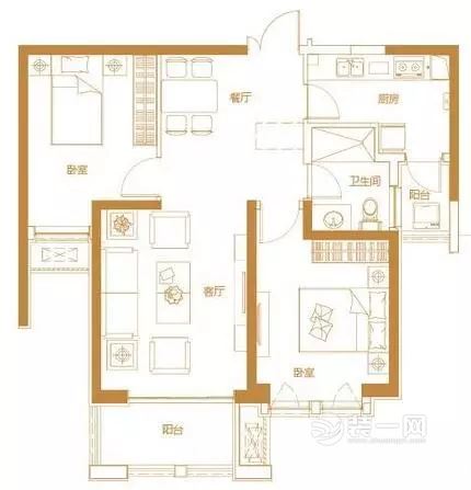 90平米简约风格2室2厅装修效果图